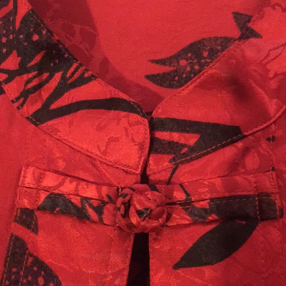 Vintage CHICO’S DESIGNS Silk Asian Style Graphic Design Side Split Lightweight - Picture 12 of 16